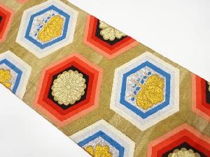 アンティーク　亀甲重ねに菊模様織り出し袋帯（材料）